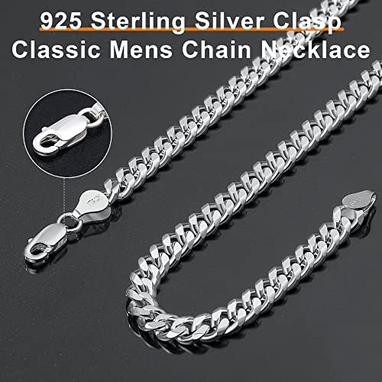 925 Sterling Diamond Cut Silver Cuban Link Chain Necklace (Clasp 5