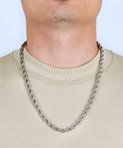 men wearing 6mm Stainless Steel Rope Chain Necklace