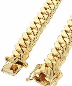 Solid 14K Yellow Gold Miami 6.1mm Cuban Link Chain Necklace for Men