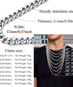 Men's Cuban Link Chain Necklace - 18K Gold Plated - Available in 3.5mm, 5mm, 6mm, 7mm, 9mm, and 12mm widths