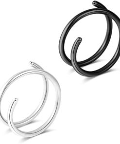 Spiral Surgical Steel Hypoallergenic Double Nose Ring for Single Piercing
