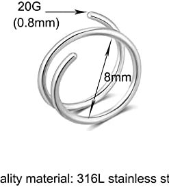 Spiral Silver Double Nose Hoop Ring for Single Piercing