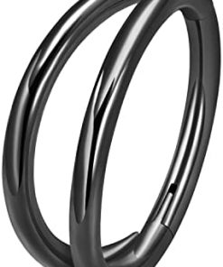 Titanium 16G Septum Double Hoop Ring