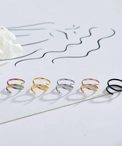 Spiral Silver Double Nose Hoop Ring for Single Piercing