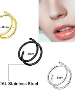 20G Double Hoop Nose Ring for Single Piercing
