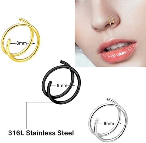Double Hoop Earrings for Single Piercing, 3 Pairs 316L Surgical Steel  Spiral Twist Illusion Lobe Cartilage Helix Hoop Earring Double Hoop  Earrings for