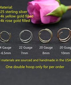 14k Gold Filled 20G Double Hoop Nose Ring for Single Piercing