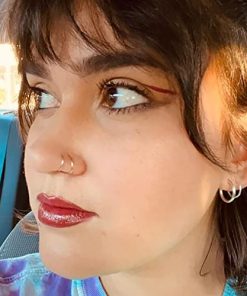 girl wearing Spiral Silver Double Nose Hoop Ring for Single Piercing