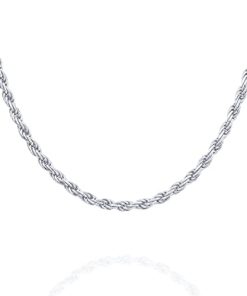 Silver 22K Rope Chain Diamond Cut Necklace