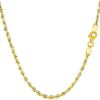 10k Gold Shiny Hollow Rope Chain Necklace for Charms with Lobster-Claw Clasp