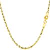 10k Gold 2.00mm Hollow Rope Chain Necklace with Lobster-Claw Clasp.
