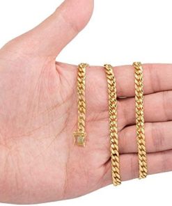 10k 5mm Miami Cuban Link Chain Pendant Necklace
