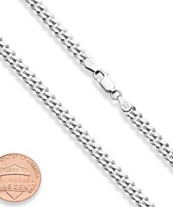 BRIJEWNES 925 Sterling Silver Clasp 3/3.5/4/5/7/10mm Cuban Link Chain for  Men Women Diamond Cut Chain Necklace 16, 18, 20, 22, 24, 26, 28, 30 Inch