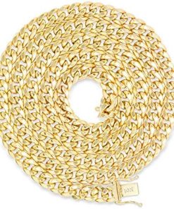 10k 5mm Miami Cuban Link Chain Pendant Necklace