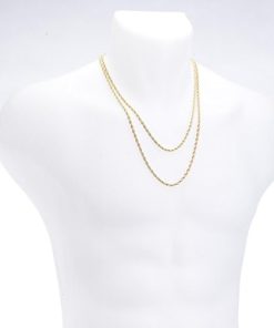 14K Gold Plated 2.5 mm Double Rope Chain Necklace