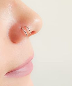 Handmade Spiral Double Hoop Nose Ring - Silver Nose Ring Accessory