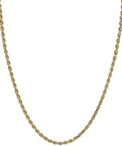 14K Gold 1mm Rope Chain Necklace Lobster Clasp