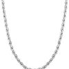 2mm, 3mm Sterling Silver Rope Chain Necklace(Diamond-Cut Braided)