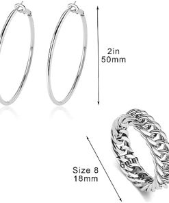 3-Piece Silver Cuban Link Diamond Jewelry Set for Women and Men