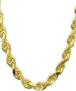 14k Gold 8mm Solid Rope Chain Diamond Cut Necklace