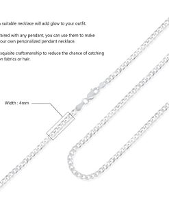 Italian 925 Solid Sterling Silver Necklace For Men- 20", 22", 24", and 30" Lengths