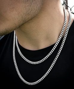 925 Sterling Diamond Cut Silver Cuban Link Chain Necklace (Clasp 5/7/10mm)