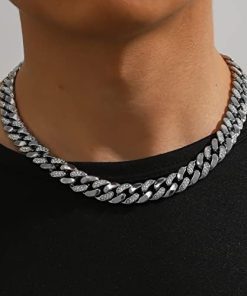 3-Piece Silver Cuban Link Diamond Jewelry Set for Women and Men