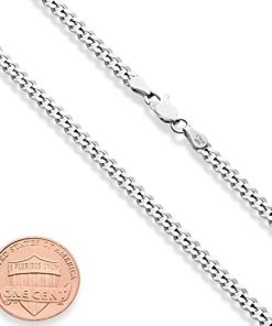 Italian Sterling 3.5mm Silver Cuban Link Chain Necklace