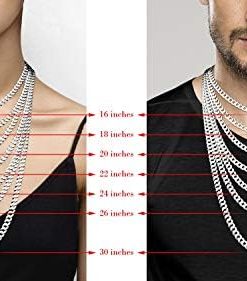 Italian 925 Sterling 7mm Silver Cuban Link Chain Necklace