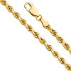 14k Gold Men's 5mm Diamond Cut Rope Chain Necklace with Lobster Claw Clasp