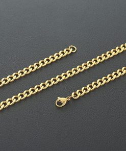 5mm Silver Cuban Chain Necklace For Men(Stainless Steel Italian 20 inch)