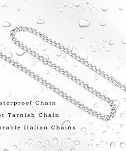 5mm Silver Cuban Chain Necklace for Men (20inch)