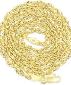 14k Gold 2.5mm Rope Chain Necklace with Pendant