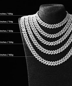Silver Cuban Chain Necklaces With Iced Out Diamond