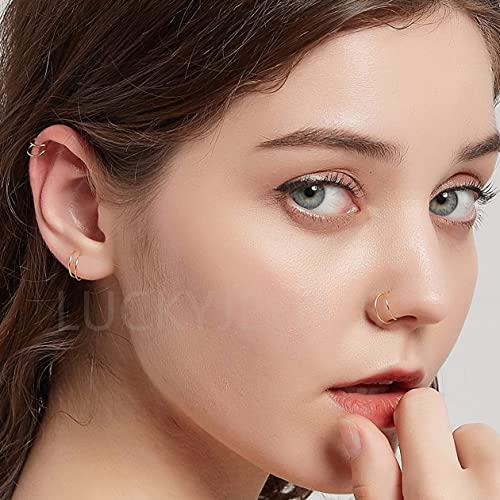 14k Gold Filled 20G Double Hoop Nose Ring For Single Piercing(20