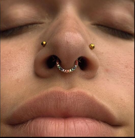 Double Nose and Septum Piercing
