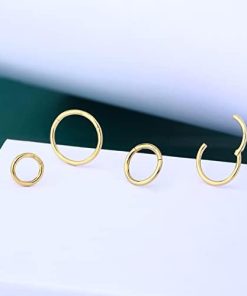 14K Gold 16G Septum/Daith Hoop, 8mm Hinged Nose & Helix Ring