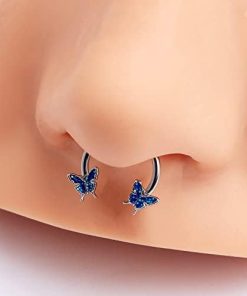 16G Blue Butterfly Septum Piercing Ring