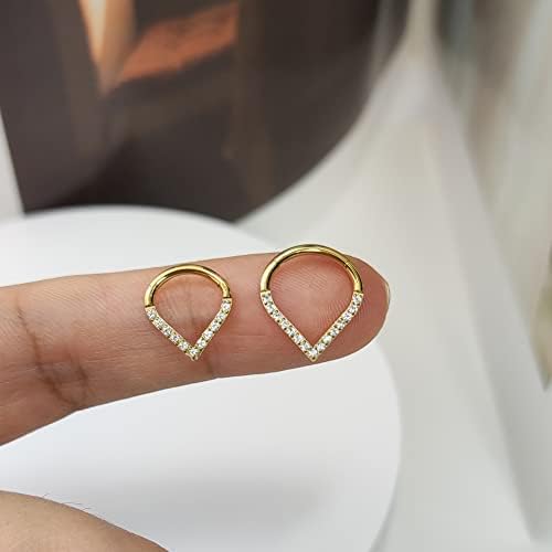 3 Pieces of 16G 316L Teardrop Gold Septum Nose Rings - Hypoallergenic Clicker