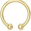 8mm Real Gold Ball Small Hoop Nose Ring