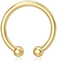 8mm Real Gold Ball Small Hoop Nose Ring