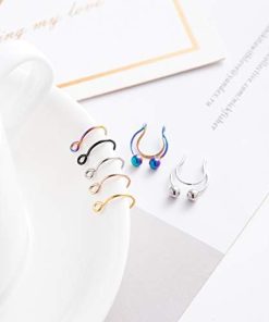 25Pcs Stainless Steel Fake Septum Nose Ring for Men Women-Lip Ear Septum Ring Non-Pierced