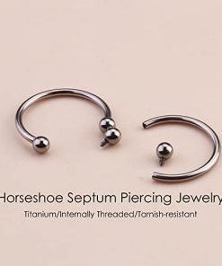 16G Titanium Black Septum Rings - Horseshoe Circular Barbell Piercing