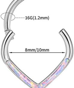16G Surgical Steel Hinged Clicker Septum Nose Ring -Conch Daith Rook Tragus Piercing