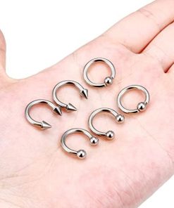 16G Surgical Steel Horseshoe Septum Nose Ring With Earrings stretching kit