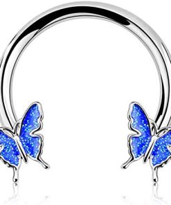 Septum Ring Horseshoe Hoop Earring 16G - Butterfly Captive Bead Rings