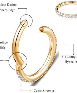 18G Surgical Steel Septum Clicker with Clear Gem