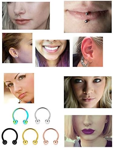 16G Surgical Steel Horseshoe Nose Septum Rings - Cartilage Hoop Earrings - 40Pcs