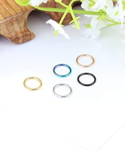 Hypoallergenic Stainless Steel Septum Nose Ring And Clicker -5 Pcs a Set-16G,18G, 20G