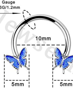16G Blue Butterfly Septum Piercing Ring
